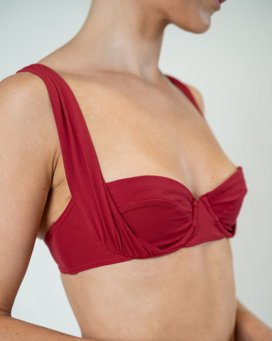 Balconette Top with Ruched Straps - Bikini Top - Lauren Bentley Swimwear
